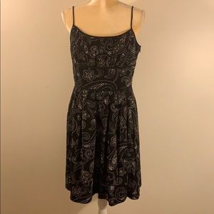 Black Paisley pleated strappy dress